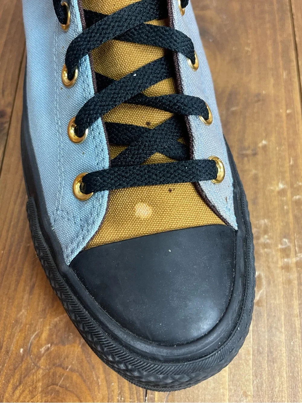 Converse high top platform sneakers women’s size 8.5 blue, gray and gold - Picture 9 of 12